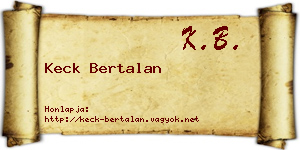 Keck Bertalan névjegykártya